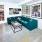 living area with sofa, coffee table, built in bookshelves, console table and modern artwork at j sol